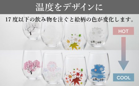 温度で変化する器 フリーグラス4個セット 『冷感四季揃』【丸モ高木陶器】 コップ ビールグラス 食器  [TBA012]