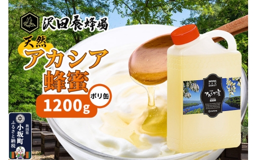 はちみつ 天然十和田 アカシア蜂蜜 1200g ポリ缶 [国産 蜂蜜 はちみつ ハチミツ アカシア 朝食 沢田養蜂場]