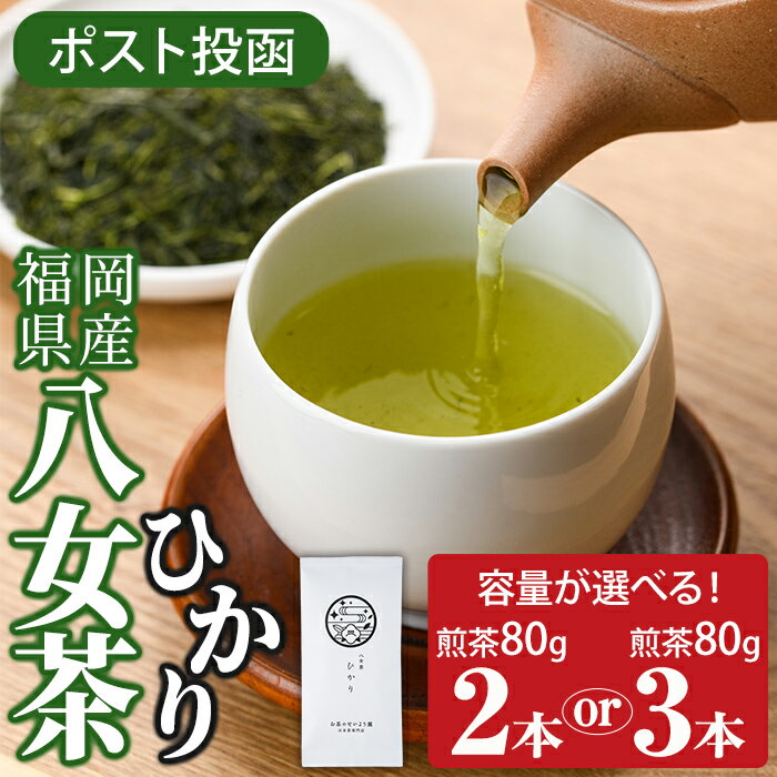 【ふるさと納税】＜ポスト投函・容量が選べる＞福岡県産八女茶ひかり(煎茶80g×2本or3本) お茶 緑茶 八女茶 煎茶 茶 茶葉 常温 常温保存【ksg1602・ksg1603】【お茶の星陽園】