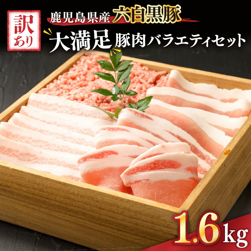 【ふるさと納税】訳あり大満足豚肉バラエティセット1.6kg鹿児島県産六白黒豚 国産 鹿児島県産 豚 豚肉 バラ スライス ロース 切り落とし ミンチ 生姜焼き 食べ比べ 詰め合わせ 冷凍 訳あり 小分け【ことぶき精肉店】