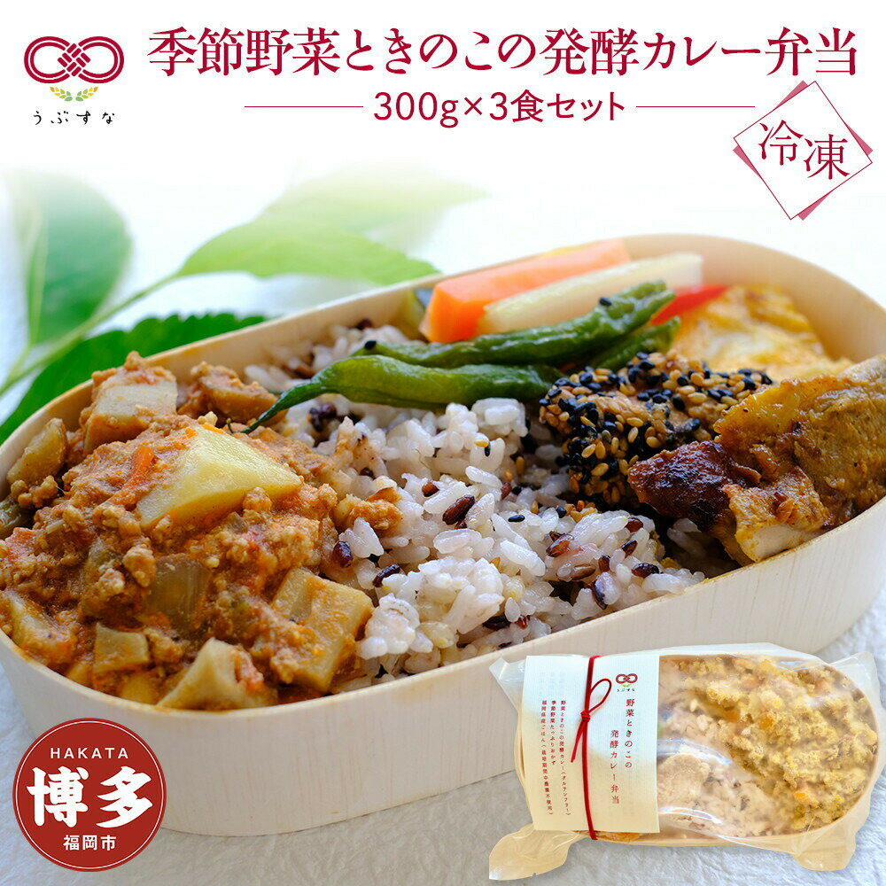 【ふるさと納税】【冷凍】季節野菜ときのこの発酵カレー弁当3食セット　九州　福岡　国産食材　オーガニック