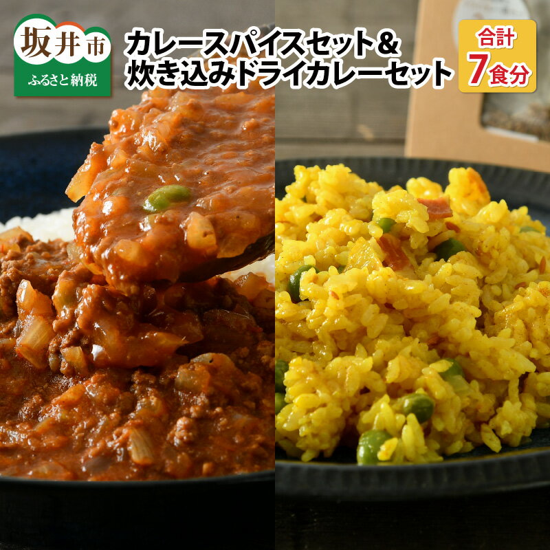 【ふるさと納税】ハーブ講師が作る 教室で人気のカレースパイスセット（5食分×1箱） & 炊込みドライカレー（2食分×1箱）お米（無洗米）付き【アレルゲンフリー】【スパイス スパイスカレー カレーパウダー おうちカレー カレー粉 香辛料 セット ドライカレー 薬膳カレー】