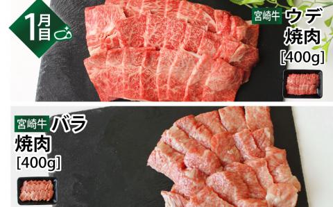 ＜宮崎牛＞焼肉食べ比べ3ヶ月コース ※第一回目は90日以内出荷