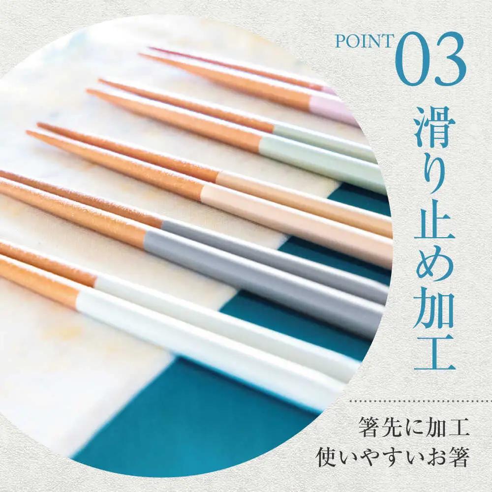 若狭塗箸　【食洗機対応】持ちやすい木彫り箸 くすみカラー 5膳セット / 箸 はし 小浜市 / ヤマックス[BFCL012]