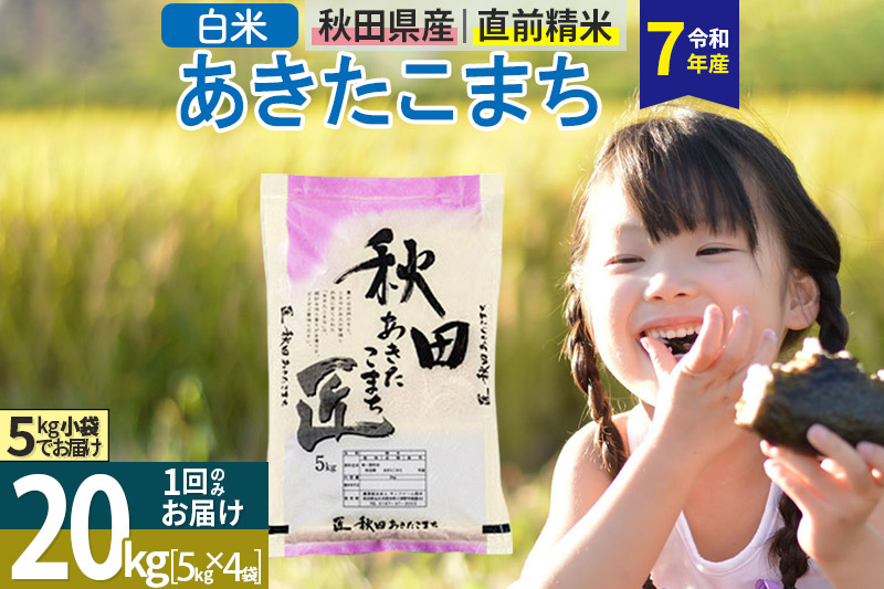 【白米】＜令和7年産＞ 秋田県産 あきたこまち 20kg (5kg×4袋) 20キロ お米 匠 [サンファーム西木] 精米 最短  1〜2週間