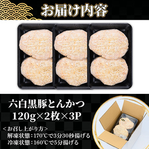 鹿児島県産！六白黒豚とんかつ(120g×6枚・計720g)お肉屋さんの六白黒豚トンカツを食卓でどうぞ♪【00-119-01】