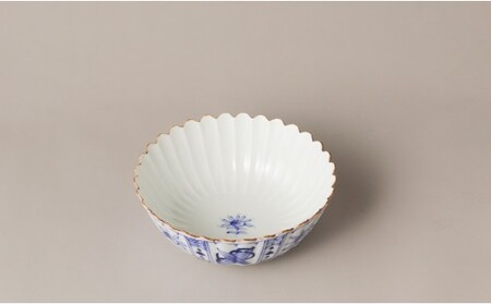 有田焼 芙蓉紋 菊割 中ボウル【鷹巣瑞光堂】食器 器 うつわ 鉢 盛鉢 ボウル サラダボウル 染付 手描き 35000円 A35-686