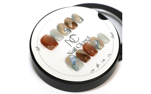 ネイルチップ　ミディアム【宵のあかね】Sサイズ　Antellijan大宮ネイルサロンのハンドメイド　M9-S　【11100-2155】