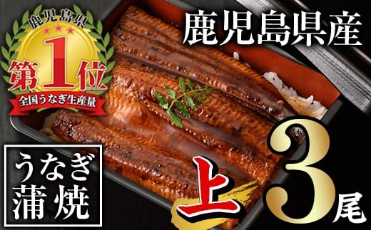 無投薬！鹿児島県産うなぎ蒲焼セット＜上＞(合計420g以上・ 140g以上×3尾) タレ・山椒付き 鰻 ウナギ 国産【西日本養鰻】A505-v01