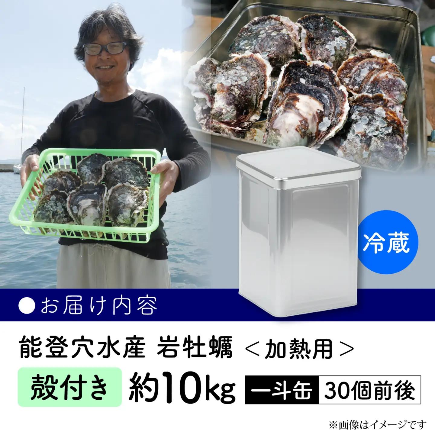 奥能登 河端水産の岩牡蠣 約10kg（殻付き・加熱用）| 岩牡蠣