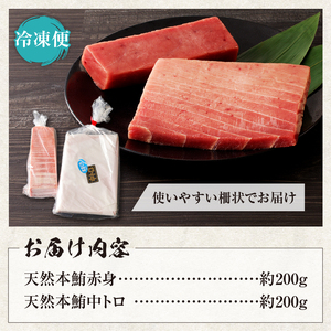 a17-020　『まぐろの魚二』天然本鮪中トロ・赤身約400gセット