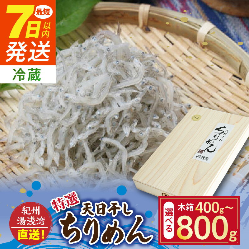 【ふるさと納税】 《7日以内発送》 紀州湯浅湾直送！特選 天日干しちりめん 木箱 容量 選べる 400g 800g