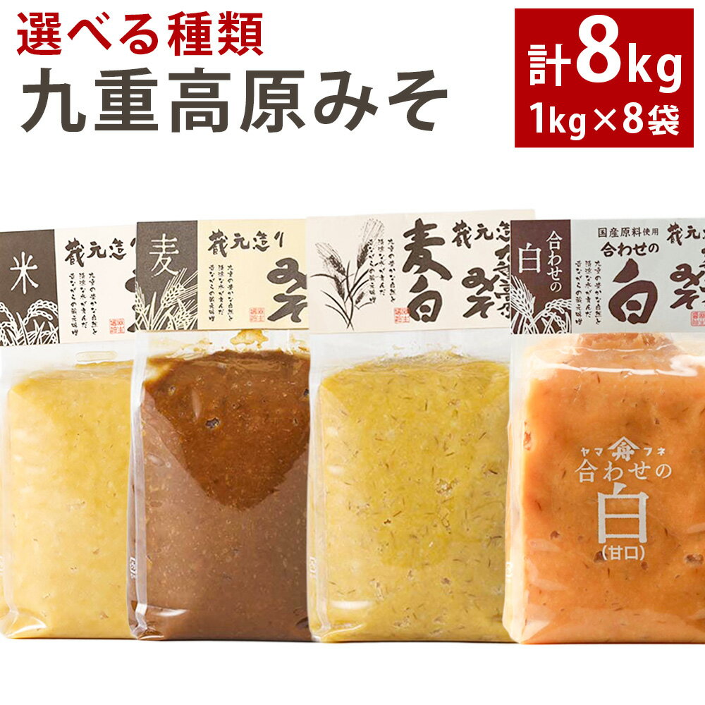 【ふるさと納税】九重高原みそ（米粒） 1kg×8袋 計8kg 米みそ 味噌 甘口 大豆 手作り 調味料 大分県産 九州 国産 大分県 九重町 送料無料