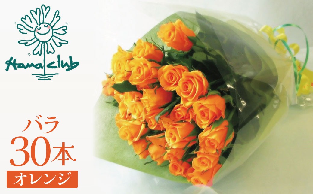 【ラッピング付】生花 オレンジ バラの花束 30本 日付指定可能 薔薇 ローズ ギフト プレゼント ラッピング インテリア お花 フラワー H193-011