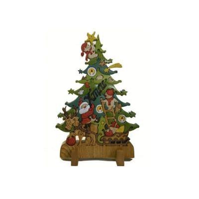 ふるさと納税 河内長野市 木工パズルクリスマスツリー3(色付き)知育玩具