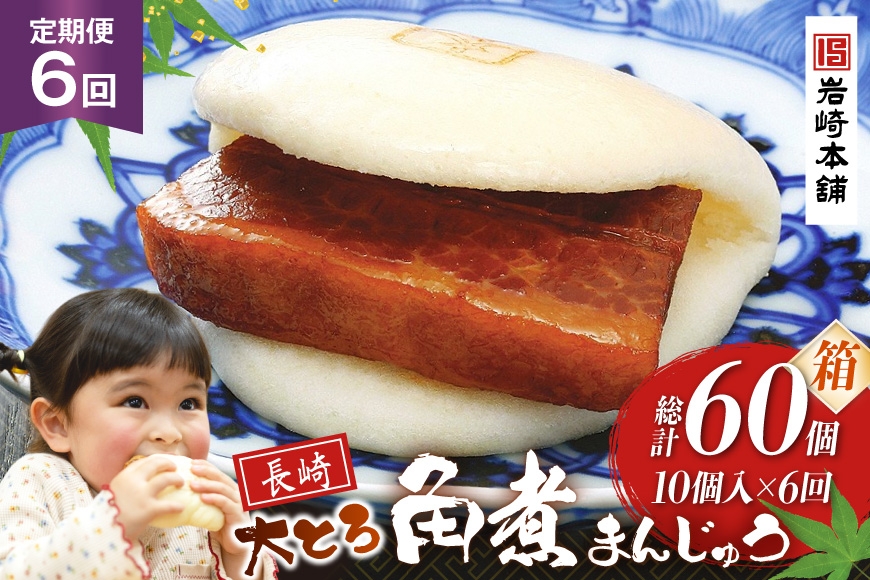 
            BJ055 岩崎本舗 【6回定期便】大とろ角煮まんじゅう 10個入 (箱) [長崎県 島原市]
          