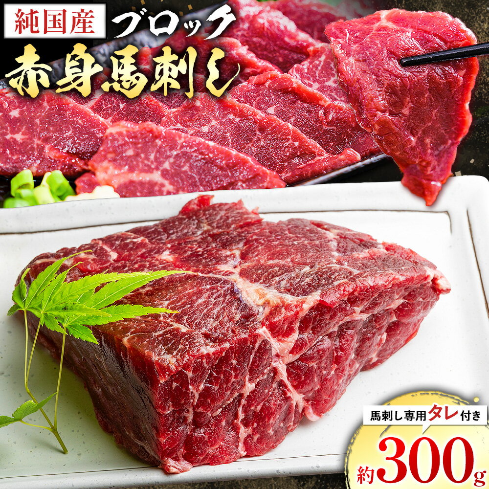 【ふるさと納税】純国産 赤身 馬刺し ブロック 約300g 馬刺し専用タレ付き 株式会社ワンエイト《30日以内に出荷予定(土日祝除く)》熊本県 苓北町 国産 赤身馬刺し ブロック タレ付き