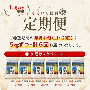 【隔月定期便】庄内産はえぬき5kg×6回隔月中旬発送 計30kg(6月～隔月6回) [1502T06]