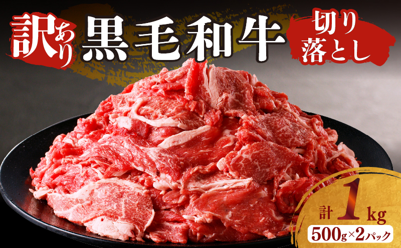 【2週間以内発送】月数量限定≪訳あり≫黒毛和牛切り落とし計1kg(500g×2パック) 肉 牛 牛肉 国産_T025-038