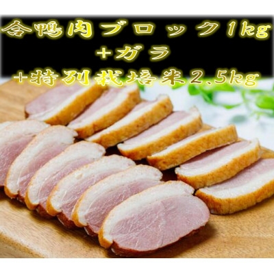 
            ＜先行予約＞よくばり合鴨セット(ブロック肉1kg+合鴨ガラ+ひとめぼれ精米2.5kg)【1654752】
          