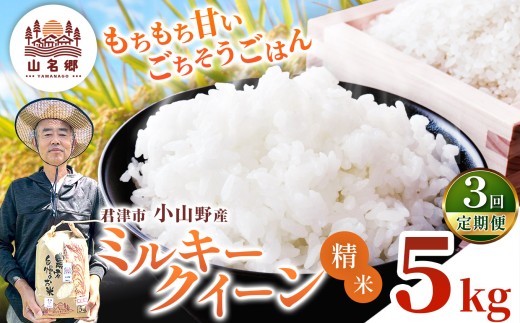 【定期便3回】令和8年産 ミルキークィーン 精米 5kg | あかかげ農園 メディアで紹介 !  精米 3回 山名郷米 やまなごう まい 千葉稲作 千葉県産 米 コメ こめ お米 千葉県 君津市 きみつ