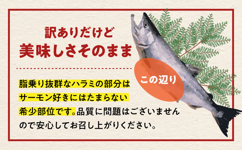 【訳あり】アトランティックサーモン ハラス 2kg 【1kg×2P ノルウェー 大トロ 腹身 上質 冷凍】 G2423_イメージ4