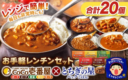 ココイチ レトルトカレー バラエティセット 合計12個 ＆ 矢板市産 パックごはん8個 レンチンセット
