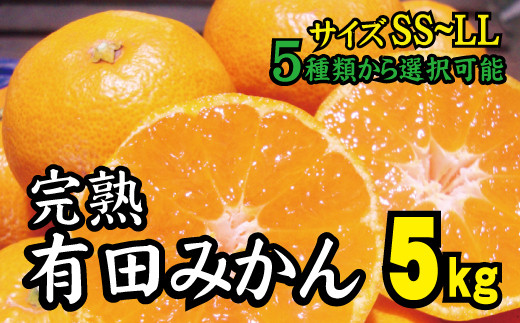 
【2022年秋以降発送予約分】＼光センサー選別／ 【農家直送】完熟有田みかん SS～LLサイズまで5種類から選べます！約5kg 有機質肥料100%　※2022年11月上旬より順次発送予定（お届け日指定不可）【nuk115】
