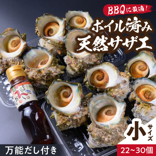 BBQに最適！　天然サザエ　ボイル済み　1.6K　小サイズ（22～30個）　※万能ダシ付き