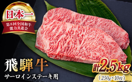 【飛騨牛】A4等級以上 サーロイン ステーキ用 10枚（2.5kg）多治見市/肉の丸長 和牛 ブランド牛 国産 飛騨牛 お肉 肉 ステーキ サーロイン 多治見 岐阜県 ギフト プレゼント 贈答 贈り物 送料無料    [TAZ003]