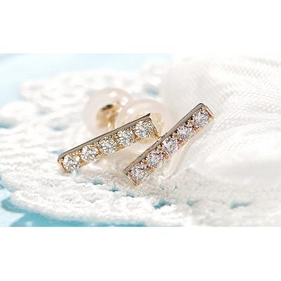 ふるさと納税 昭和町 【0.2ct】K18YG ダイヤモンド バーピアス |  | 01
