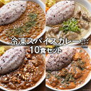 【ふるさと納税】冷凍スパイスカレー 4種 計10食セット [カレーライフ 長崎県 雲仙市 item0818] キーマ グリーン チキン ポーク 詰め合わせ 食べ比べ