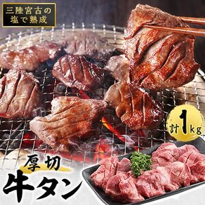 三陸宮古の塩を使用した熟成牛タンスライス味付け 1.0kg(200g×5p)【配送不可地域：離島】【1547216】