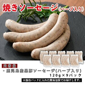 No.794 鹿児島県産！黒豚焼きソーセージ・ハーブ入り(計1kg以上・120g×9パック)【コワダヤ】