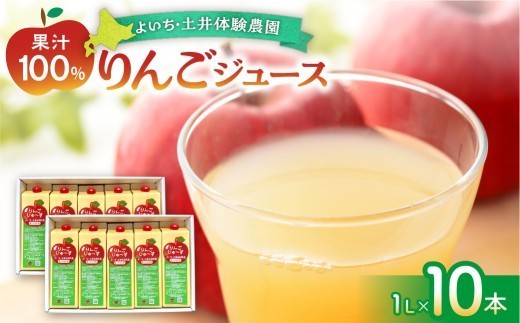 北海道余市町産 太陽の恵み 果汁100% りんごジュース  1L×10本入り 有機栽培 ストレート果汁