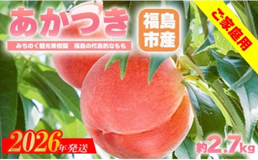 No.2351もも「あかつき」ご家庭用　約2.7kg【2026年発送　先行予約】