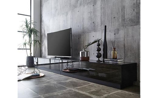 【開梱設置】テレビ台 ルーチェ ガラスタイプ 幅250-300cm TV ブラック 黒 テレビボード TV台 TVボード ローボード 家具