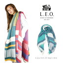 【ふるさと納税】播州織 ダブルフェイスブロックコットン ストール【 L.E.O.】LAGOON.TURQUOISE ターコイズ