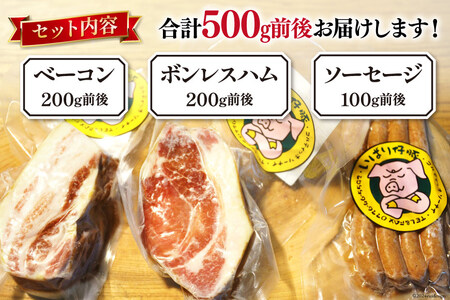 シェフもおすすめ「日本で一番おいしい豚肉！」★いばり仔豚★ソーセージ＆ベーコン＆ハム詰め合わせコースエル・コルティッホ・ソーナイ(小分け 個包装 ソーセージ ベーコン ハム ボンレスハム ブロック 人