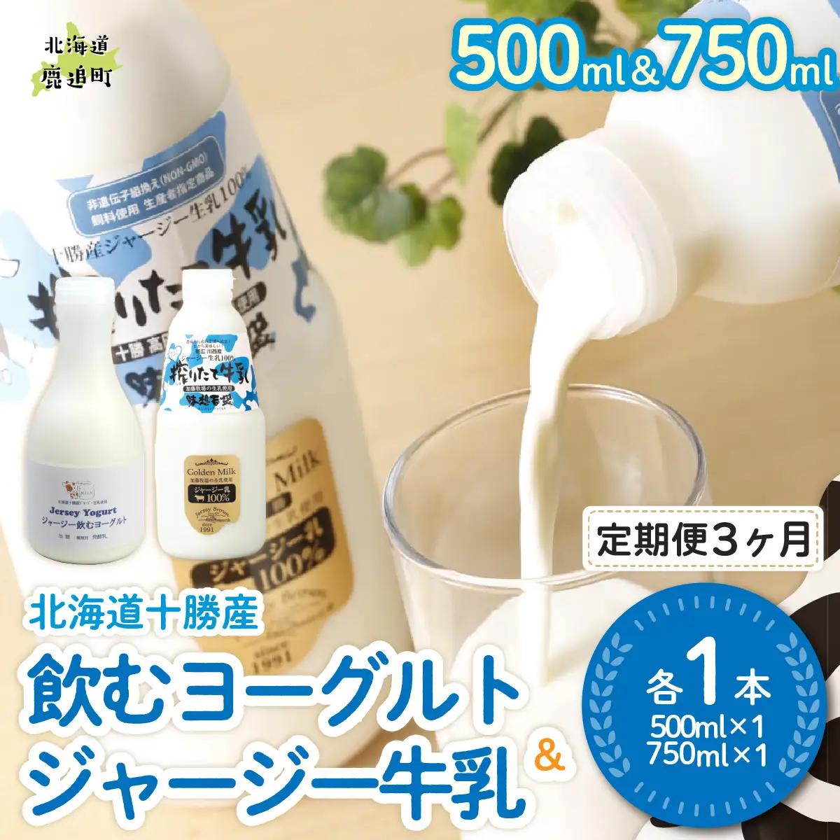 【定期3ヶ月】ジャージー飲むヨーグルト500ml ジャージー牛乳750ml 各1本 SKM063