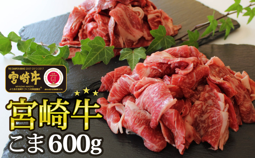 【宮崎牛】こま肉 300g×2パック 計600g [マルミヤストア 宮崎県 美郷町 31ag0060] 肉 牛 牛肉 小間 冷凍 宮崎県産 小分け