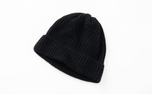 【UTOカシミヤ】　両畦ニットキャップ（ブラック）  カシミヤ ニット ニット帽 帽子 キャップ カシミヤ100% 両畦編み 柔らかい 肌触り 無地 選べるカラー オールシーズン 岩手県 北上市 J0167-03
