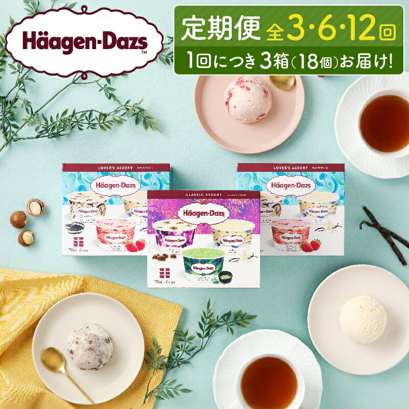 【ふるさと納税】配送回数が選べる ハーゲンダッツ 定期便 アソートボックス 3箱 セット アイスクリーム アイス スイーツ デザート おやつ 詰め合わせ バニラ ストロベリー 高級 人気 おすすめ 定番 牛乳 ミルク 冷凍 浜中町産 北海道 送料無料