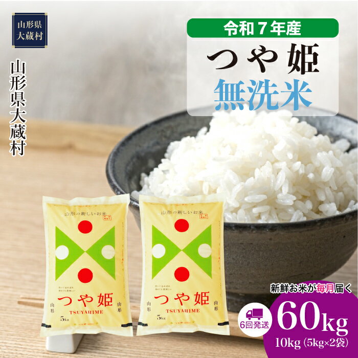 【ふるさと納税】＜令和7年産米＞ 大蔵村 つや姫 ＜無洗米＞ 60kg定期便（10kg×6回お届け）