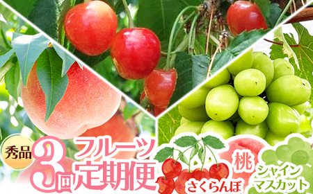 【先行予約】令和8年産 フルーツ 3回 定期便 さくらんぼ（佐藤錦） 桃 シャインマスカット 秀品 山形県産【2026年6月上旬頃から発送開始予定】※配送不可 沖縄・離島　048-B-RF009
