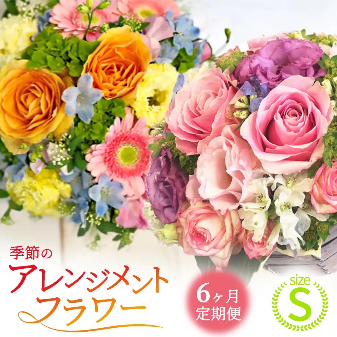 【 6ヶ月 定期便 】季節 の フラワーアレンジメント ＜ S ＞ 花 お花 季節の花 生花 記念日 誕生日 自宅用 インテリア 部屋飾り 装飾 贈答 ギフトプレゼント おしゃれ 茨城県 城里町 (BY004)