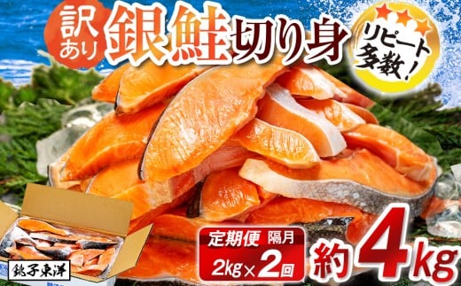 定期便 隔月 2回 訳あり 塩銀鮭 切り身 約2kg  (約2kg×2回) 大容量 人気 鮭 銀鮭 さけ しゃけ サーモン 魚 海鮮 魚介類 冷凍 小分け おかず 惣菜 弁当 おつまみ  弁当 不揃い 規格外 傷 食品 グルメ 贈答 贈物 ギフト 長期保存 お取り寄せ ふるさと納税 送料無料 千葉県 銚子市 銚子東洋