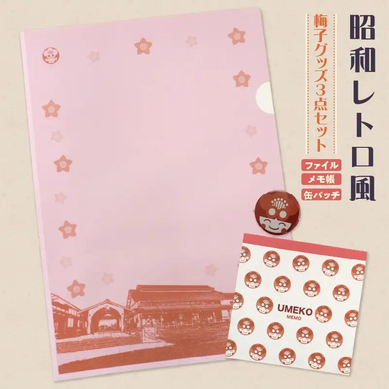 昭和レトロ風梅子グッズ3点セット｜ゆるキャラ 文房具 知多市 