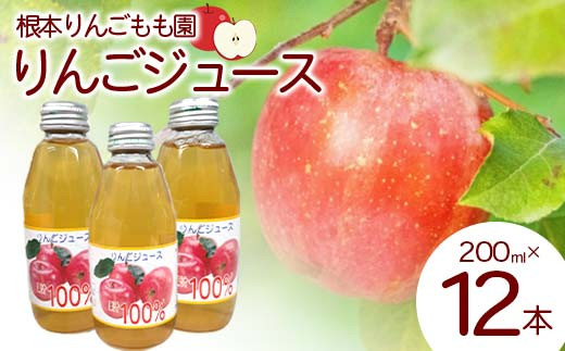 
りんごジュース 200ml×12本 リンゴ 飲料 フルーツ 果物 福島県 鏡石町 F6Q-128
