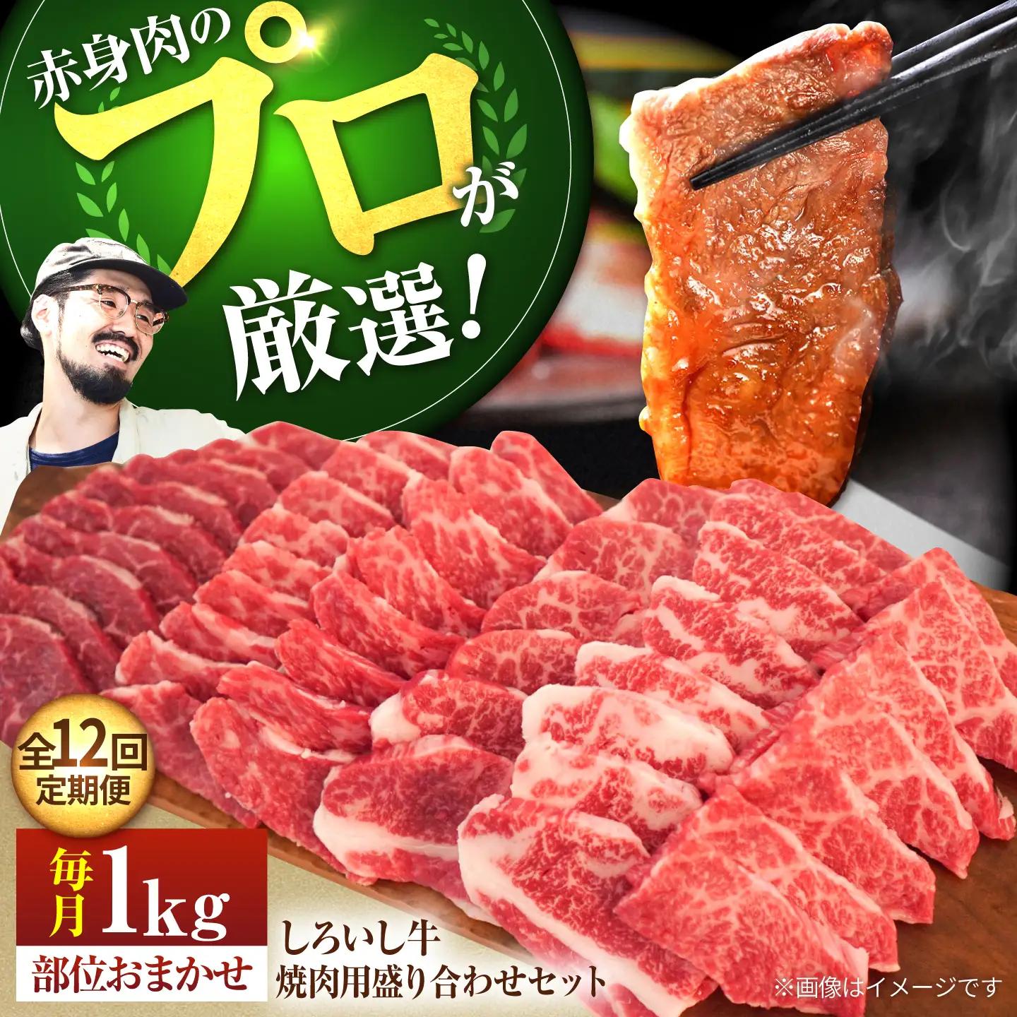 【12回定期便】 焼肉用盛り合わせセット（希少部位）各回1kg / 牛肉盛り合せ [IAH048]